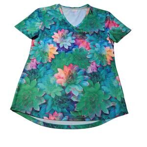 REEL Legends FREELINE Womens Top Petite Small PS Floral Lightweight Short Sleeve
